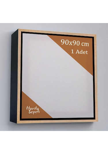 Gold Çerçeveli Tuval 90 x 90 CM Kare Profesyonel %100 Pamuk Boş Tablo