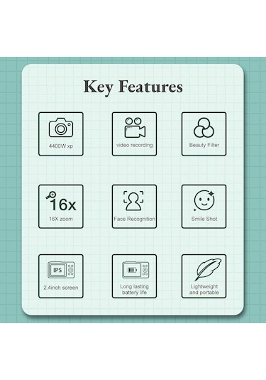 4k Dijital Kamera, 1080p 44m 16x Zoom Autofocus Cep Kamerası 2,4 İnç Ekranlı