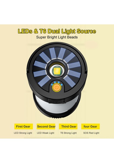 Singree Güneş Enerjili Kamp Lambası - 4 Işık Modlu, Şarj Edilebilir, Su Geçirmez, Acil Durum Aydınlatma