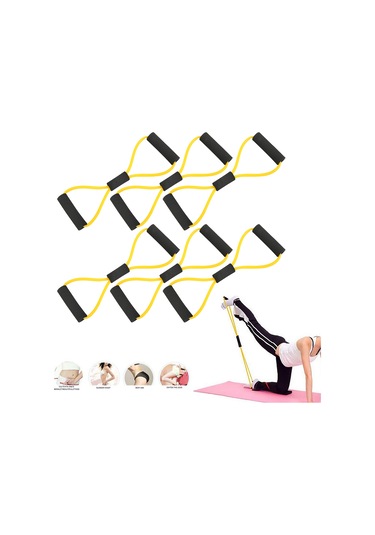 Geeroyoo 6 Adet Sarı Tpe+köpük Direnc Bandı - Pilates Ve Üst Vücut Güç Antrenmanı İçin, Ev/gym/outdoor Kullanıma Uygun Sarı
