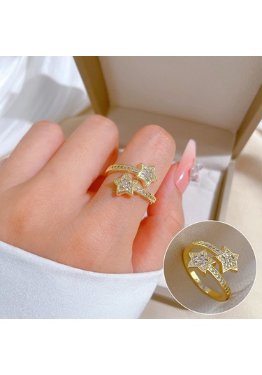 Ayarlanabilir Açıklığa Sahip Zarif Zirkon Yüzük No.34 Çok Renkli