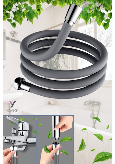 Yayke Yumuşak Silikon Duş Hortumu Kırılmaz Kopmaz Esnek Siyah