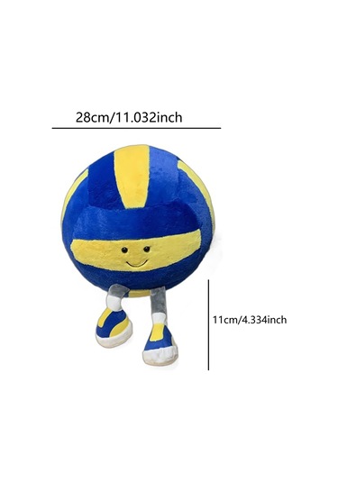 Tenfowee Büyük Boy 28cm Mavi-sarı Voleybol Desenli Yastık, 100% Polyester Dolgulu, Elle Yıkama Önerilen Yumuşak Pelüş Oyuncak Diğer