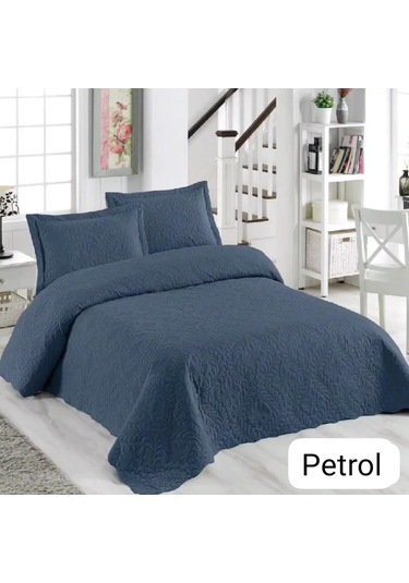 Örtüm Ivy Sarmaşık Çift Kişilik Microfiber Kapitone Yatak Örtüsü Petrol