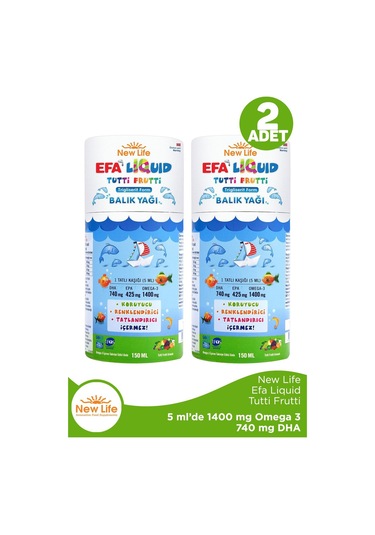New Life Efa Liquid Tutti Frutti Balık Yağı Şurubu 150 Ml 2 Adet