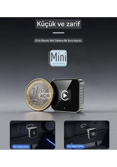 Xuda Carplay Android+ios Apple İphone Uyumlu Bluetooth+wifi Otomatik Tak Ve Çalıştır  Carplay Minik Yeni Nesil Basit Kurulum Diğer  --