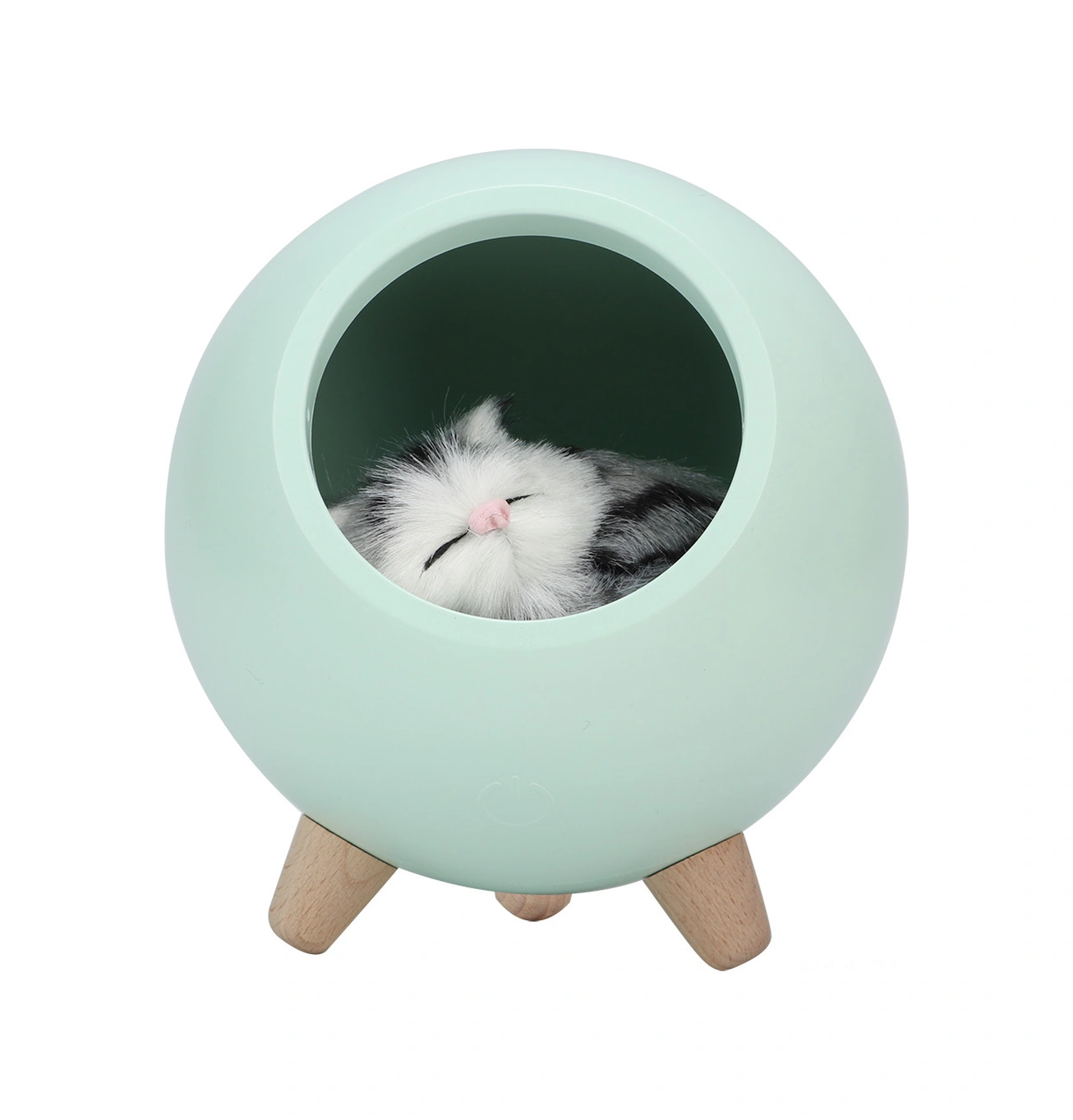 Hombey Yeşil Kedi Ev Desenli Usb Şarjlı Led Gece Lambası - Dokunmatik Parlaklık Ayarlamalı, 2 Saat Otomatik Kapatma, İç Batarya, Ambiyans Aydınlatma, Hediye Ideali Yeşil