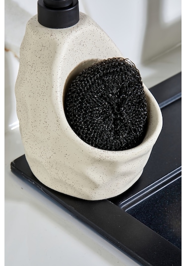 Cooker 180 Ml Seramik Süngerlikli Sıvı Sabunluk Ckr3558 Krem