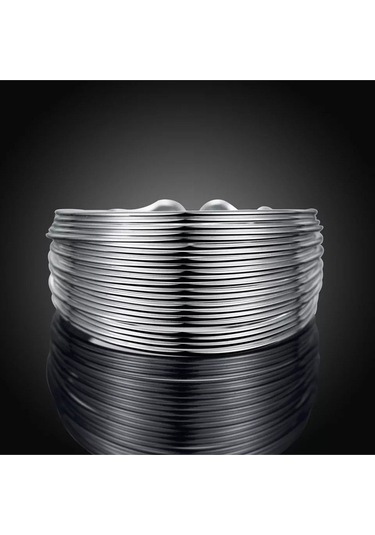 925 Ayar Gümüş Ayarlanabilir Minimalist Çok Katmanlı Yüzük