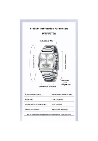Sanda 747 Erkek Elektronik İnce Saat Siyah