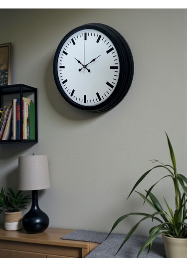 Black & White Baseline 40 Cm Metal Duvar Saati