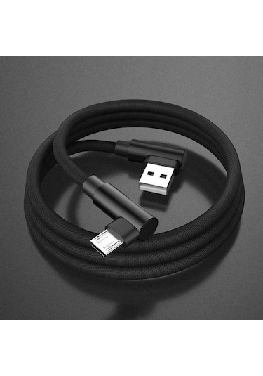 Siyah 90 Derece Sağ Açı Tip C Usb Kablosu Mikro Usb Veri Hızlı Şarj Kablosu İos Uyumlu Samsung Xiaomi Huawei İçin 1.5m Micro Usb
