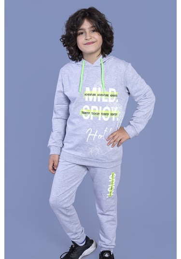 Toontoy Erkek Çocuk Kapüşonlu Baskılı Eşofman Takımı Lacivert
