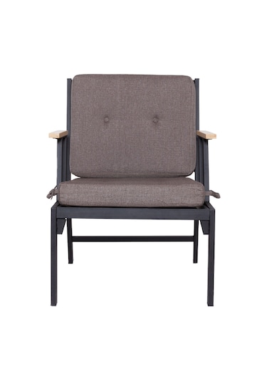 Koza Home Mist Kahverengi Tek Kişilik  Bahçe Koltuğu Siyah İskelet 6002 Kahverengi