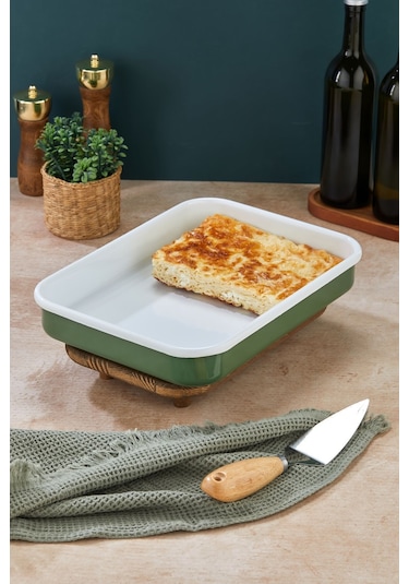 25 X 35 Cm Özel Tasarım Yemeklik Emaye Fırın Tepsisi Yanmaz Iz Bırakmaz Sunumluk