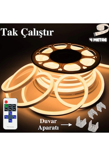 Neon Esnek Şerit Led Tak Çalıştır Kumandalı-dimmer-gün Işığı 4mt