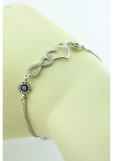 Kalbe Bağlı Sonsuzluk Kadın Gümüş Bileklik Wsb56