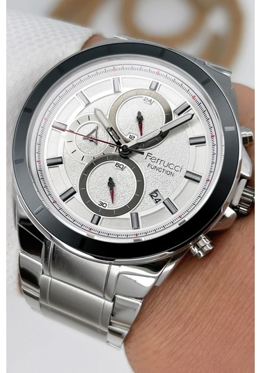 Ferrucci Function Erkek Kol Saati Çelik Kordon Gümüş-beyaz Bileklik 3atm Sdfer059 Gümüş - Beyaz