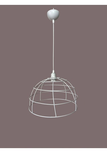 Yarım Küre Avize Teli , İskeleti 35x20 Cm Beyaz Statik Boyalı Duy Takımı Dahil Beyaz