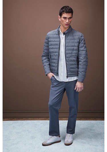 DeFacto Slim Fit Dar Kesim Dik Yaka Fermuarlı Mont D7497AX25SPGR221