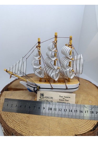 Yelkenli Ahşap Gemi-dekoratif-17 Cm