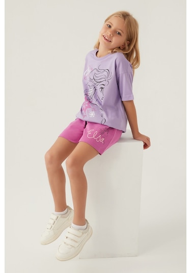 Frozen Elsa Lila Kız Çocuk Şort Takım 5274-42768 Lila