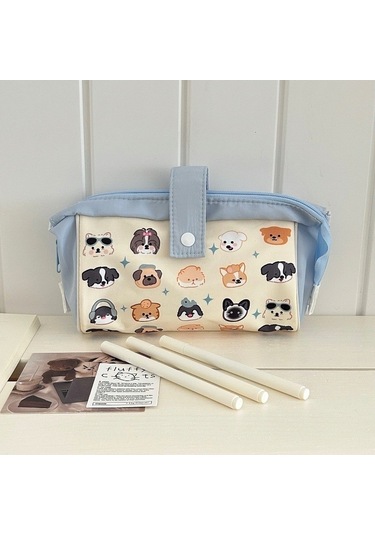 Geniş Kapasiteli Ve Şık Kanvas Okul Çantası Ortaokul Ve Lise Öğrencileri İçin Pratik Kırtasiye Organizer Çanta MAvi