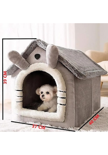 Tineke Klasik Model Yumuşak Kedi Yatağı Derin Uyku ve Kış Evi Medium