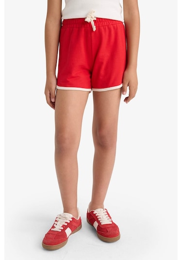 Defacto Kız Çocuk Beli Lastikli Basic Düz Şort B5164a825hsrd256 Kırmızı