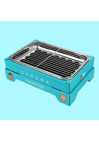 Ve Kompakt Tek Kullanımlık Kömür Izgarası Çıkarılabilir Paslanmaz Çelik Barbekü Sigara İçen Izgara Açık Hava Kamp Mavi Mavi