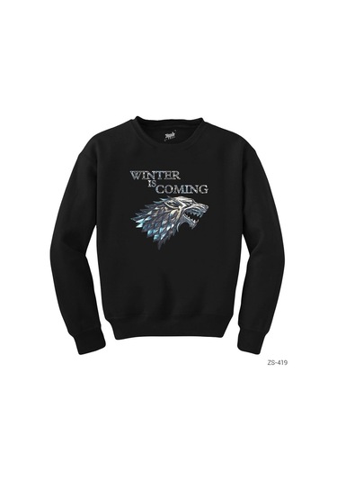 Game Of Thrones Winter İs Coming Epic Siyah Sweatshirt Siyah