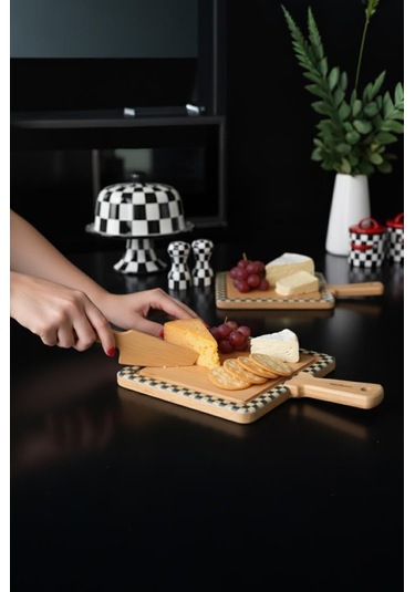 Bambum Ritual - 2 Parça Peynir Servis Seti Kare Kahverengi