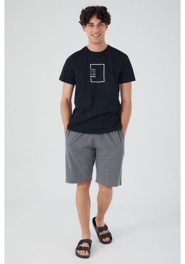 Arnetta Think Less Live More Siyah Erkek Bermuda Takım 001