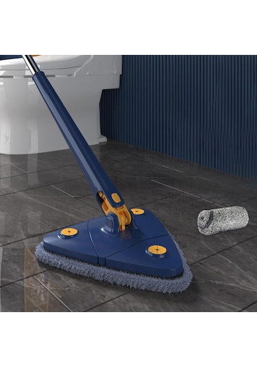 Vkemall Kolay Kullanımlı Üçgen Paspas - Islak Ve Kuru Temizlik İçin, 1 Bez Hediyeli, Lacivert Renk