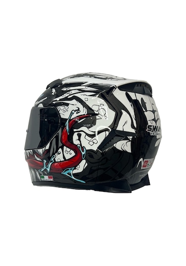 Sway Sw-820 Beast Full Face Kapalı Kask Beyaz - Kırmızı - Siyah