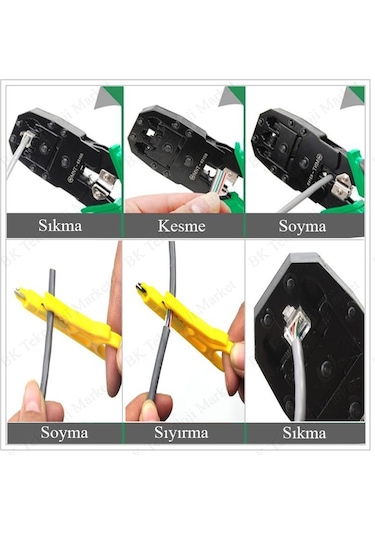 Rj45-Rj11-Rj9 Kablo Sıkma Pensesi + Kablo Soyma Aracı