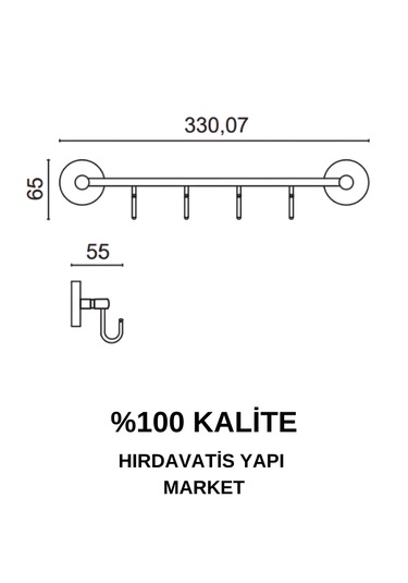 Çelik Banyo Paslanmaz Pirinç Karaca 4 Lü Askılık Gri