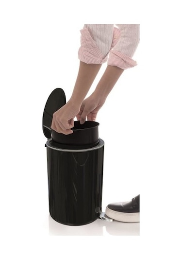Primanova Lenox Siyah Pedallı Çöp Kovası 5 Litre M-E66-06 Siyah