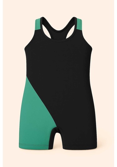 Kız Çocuk Deniz Yüzücü Mayoları 5-16 Yaş 11931 Siyah