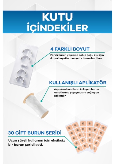 Eldi Medikal Manyetik Burun Açıcı Bandı Başlama Seti 30 Çift Beyaz