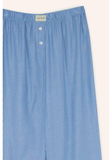 Defacto Regular Fit Uzun Boy Çizgili Pijama Altı-fall İn Love E8645ax25aube553 Mavi