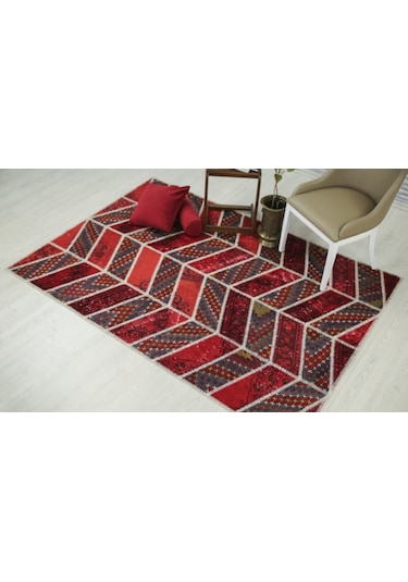 Patchwork El Dokuma Antik Anadolu Halısı Alvedo Bordo