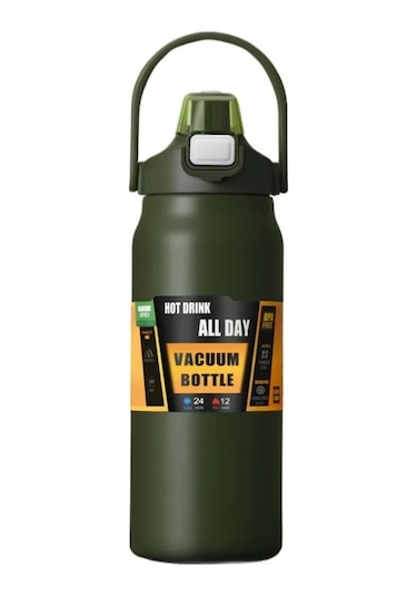 800/1000/1200/1500 Ml 304 Paslanmaz Çelik Termos Pipetli Termal Kupa Bardak Dark Green 1000ml Dark Green