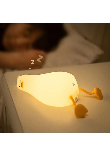 Youmex Küçük Sarı Ördek Dokunmatik Led Gece Lambası - Kablosuz Silikon, 30 Dakika Zamanlayıcı, Çoklu Parlaklık Ayarları, Usb Şarjlı Sari