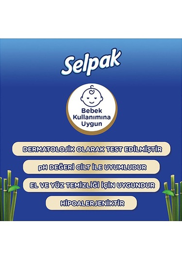 Selpak Organik Bambu Özlü & Organik Zeytinyağlı Islak Mendil 50'li Tekli