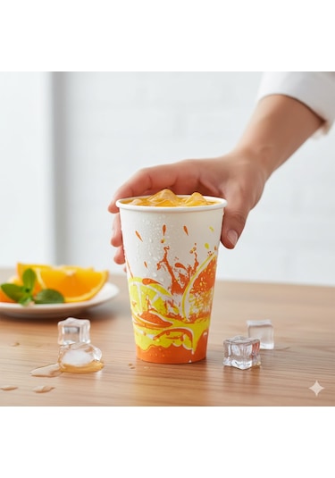 12 Oz 350 Ml Karton Bardak - 40 Adet - Desenli Soğuk/sıcak İçecek - Tek Kullanım, Kapaksız