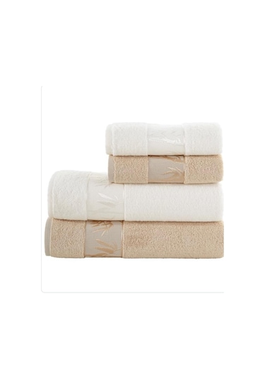 Romans Bambu 4Lü Banyo Havlu Takımı Cappuccino/Krem