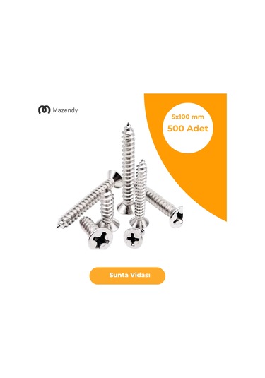 Sunta Vidası Galvanizli 5x100 Mm 500 Adet -