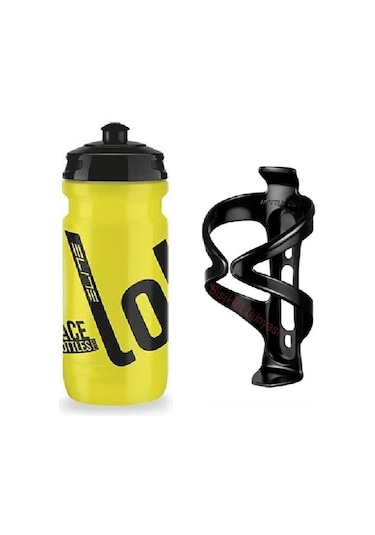 Robesbon Elite Loli Bisiklet Plastik Matara, Suluk + Matara Kafesi 600 ML - Sarı