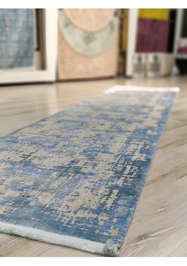 Türkmen Halı Pavia 1696A Mavi 80X300 Cm Ipeksi Salon Halısı